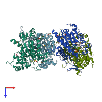 PDB entry 4yed coloured by chain, top view.