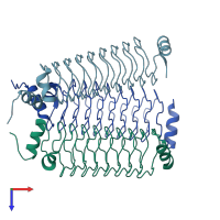 PDB entry 4yei coloured by chain, top view.