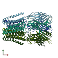 PDB entry 4yeu coloured by chain, front view.