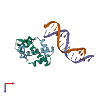 PDB entry 4yex coloured by chain, top view.