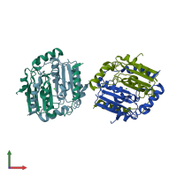 PDB entry 4yf5 coloured by chain, front view.