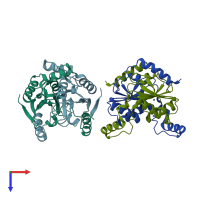 PDB entry 4yf5 coloured by chain, top view.