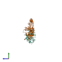 PDB entry 4yfd coloured by chain, side view.