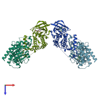 PDB entry 4yff coloured by chain, top view.