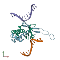 PDB entry 4yfh coloured by chain, front view.