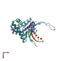 PDB entry 4yfh coloured by chain, top view.