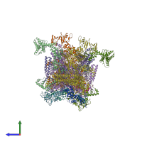 PDB entry 4yfk coloured by chain, side view.