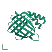 Monomeric assembly 1 of PDB entry 4yfq coloured by chemically distinct molecules, front view.