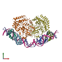 PDB entry 4yg7 coloured by chain, front view.
