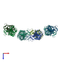 PDB entry 4ygf coloured by chain, top view.