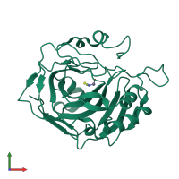 PDB entry 4ygk coloured by chain, front view.