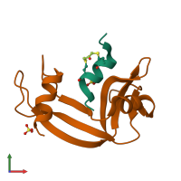 PDB entry 4ygw coloured by chain, front view.