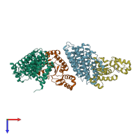 PDB entry 4ygx coloured by chain, top view.