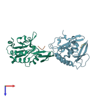 PDB entry 4ygy coloured by chain, top view.