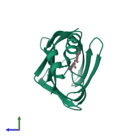 PDB entry 4yh0 coloured by chain, side view.