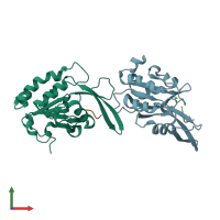 PDB entry 4yh1 coloured by chain, front view.