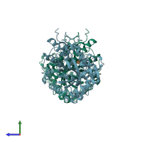 PDB entry 4yhg coloured by chain, side view.