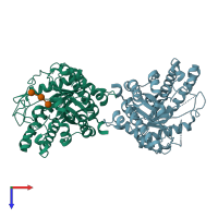 PDB entry 4yhg coloured by chain, top view.