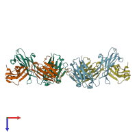 PDB entry 4yhn coloured by chain, top view.
