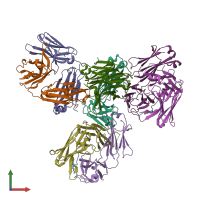 PDB entry 4yhp coloured by chain, front view.