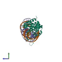 PDB entry 4yhx coloured by chain, side view.