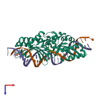 PDB entry 4yhx coloured by chain, top view.
