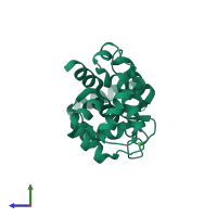 PDB entry 4yi9 coloured by chain, side view.