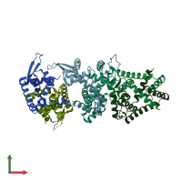 PDB entry 4yif coloured by chain, front view.