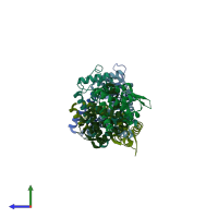 PDB entry 4yif coloured by chain, side view.
