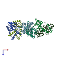 PDB entry 4yif coloured by chain, top view.