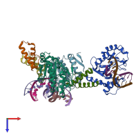 PDB entry 4yig coloured by chain, top view.