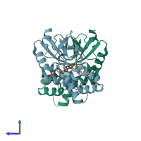 PDB entry 4yih coloured by chain, side view.
