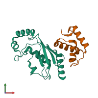 PDB entry 4yii coloured by chain, front view.