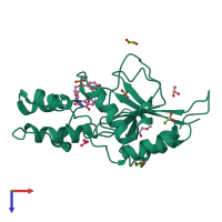 PDB entry 4yik coloured by chain, top view.