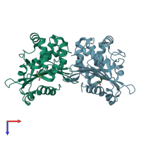 PDB entry 4yin coloured by chain, top view.