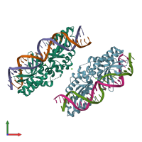 PDB entry 4yit coloured by chain, front view.