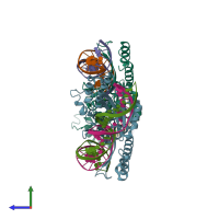 PDB entry 4yit coloured by chain, side view.
