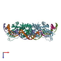 PDB entry 4yit coloured by chain, top view.