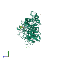 PDB entry 4yiv coloured by chain, side view.