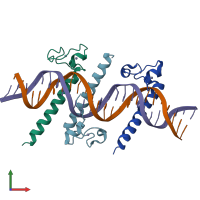 PDB entry 4yj0 coloured by chain, front view.