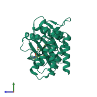 PDB entry 4yjs coloured by chain, side view.