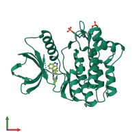 PDB entry 4yjv coloured by chain, front view.