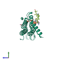 PDB entry 4yk5 coloured by chain, side view.