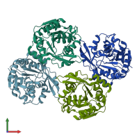 PDB entry 4yk7 coloured by chain, front view.
