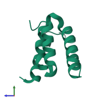 PDB entry 4ykd coloured by chain, side view.