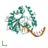 PDB entry 4ykl coloured by chain, front view.