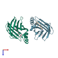 PDB entry 4ykm coloured by chain, top view.