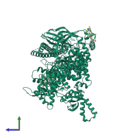 PDB entry 4ykn coloured by chain, side view.