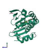 PDB entry 4ykx coloured by chain, side view.