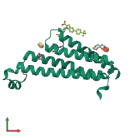 PDB entry 4yl1 coloured by chain, front view.